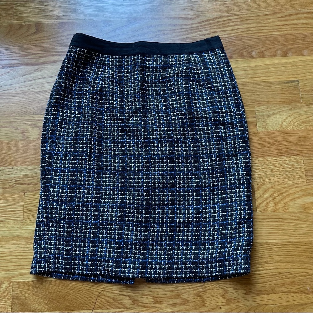 Joe Fresh Black Blue White Tweed Pencil Skirt